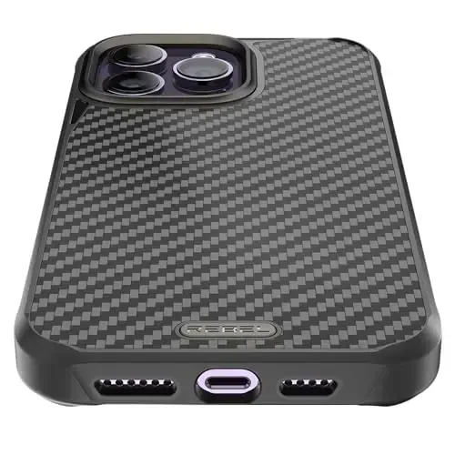 REBEL Case for iPhone 14 Pro Max [Gen-5 Aramid Fiber] Strong MagSafe Compatible, Grippy Sides, Shockproof Corners, Metal Lens + Buttons, Upgraded Protective Design, 6.7 Inch Phone 2023 (Black) - 4