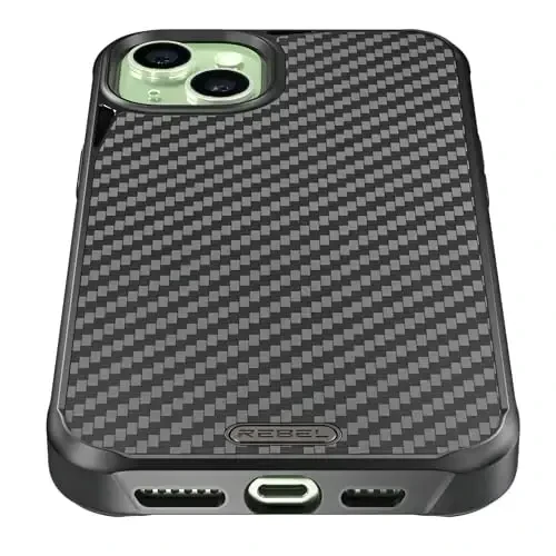REBEL Case for iPhone 15 Plus [Gen-5 Aramid Fiber] Strong MagSafe Compatible, Grippy Sides, Shockproof Corners, CNC Metal Buttons, Upgraded Protective Design, 6.7 Inch Phone 2023 (Black) - 4