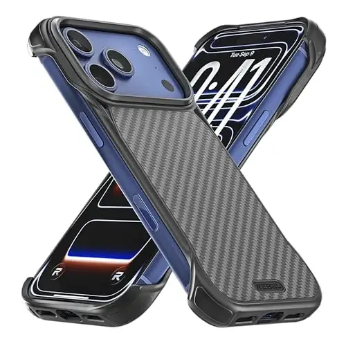 REBEL Case for iPhone 17 Pro [Flex Series] Exposed Sides for Comfort, Aramid Fiber, Strong MagSafe Compatible, Shockproof Corners, Metal Lens, Protective Frameless Design, 6.3 Inch Phone 2025 