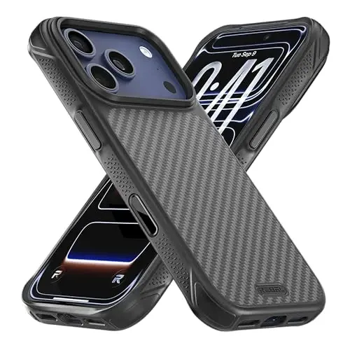 REBEL Case for iPhone 17 Pro [GEN7 Aramid Fiber] Strong MagSafe Compatible, Grippy Sides, Shockproof Corners, Metal Lens + Buttons, Upgraded Protective Design, 6.3 Inch Phone 2025 (Black) 