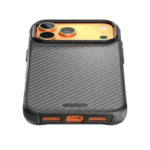 REBEL Case for iPhone 17 Pro Max [GEN7 Aramid Fiber] Strong MagSafe Compatible, Grippy Sides, Shockproof Corners, Metal Lens + Buttons, Upgraded Protective Design, 6.9 Inch Phone 2025 (Black) - 3