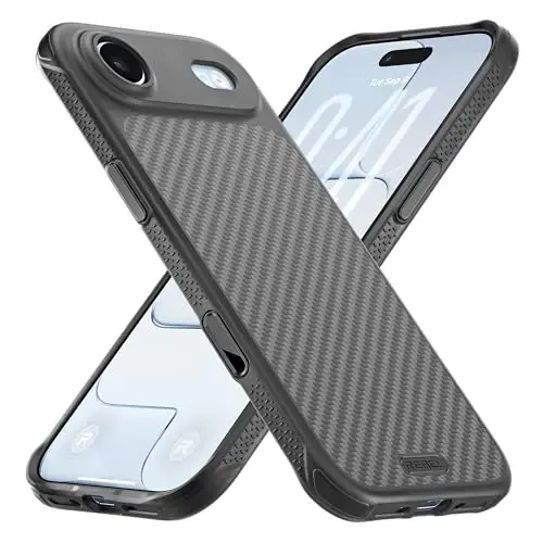 REBEL Case for iPhone Air [GEN7 Aramid Fiber] Strong MagSafe Compatible, Grippy Sides, Shock Resistant, Metal Buttons, Upgraded Camera Button, Protective Design, 6.5 Inch Phone 2025 (Black) 