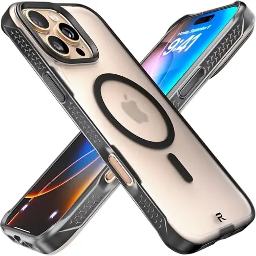 REBEL Frosted Series Gen-6 Clear Case for iPhone 16 Pro Max | Strong MagSafe Compatible, Grip Sides, Translucent Matte Texture, Protective Shockproof Bumpers, Metal Lens & Buttons, 6.9 Inch 