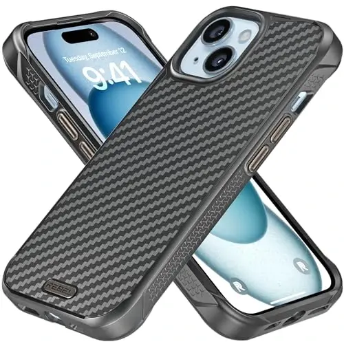 REBEL Case for iPhone 15 [Gen-5 Aramid Fiber] Strong MagSafe Compatible, Grippy Sides, Shockproof Corners, CNC Metal Buttons, Upgraded Protective Design, 6.1 Inch Phone 2023 (Black) 