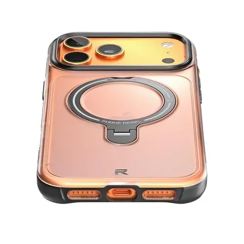 REBEL Semi-Clear Case for iPhone 17 Pro Max 6.9” [Frosted Series Gen7] Strong MagSafe Compatible, Grippy Sides, Built-in Metal Kickstand, Translucent Matte, Protective Frameless Cover, 2025 Phone - 3