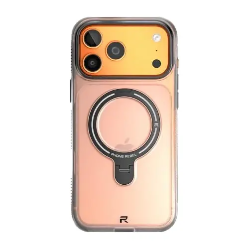 REBEL Semi-Clear Case for iPhone 17 Pro Max 6.9” [Frosted Series Gen7] Strong MagSafe Compatible, Grippy Sides, Built-in Metal Kickstand, Translucent Matte, Protective Frameless Cover, 2025 Phone - 5