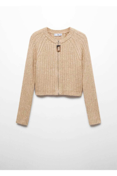 Ребристый свитшот с молнией и капюшоном - 3