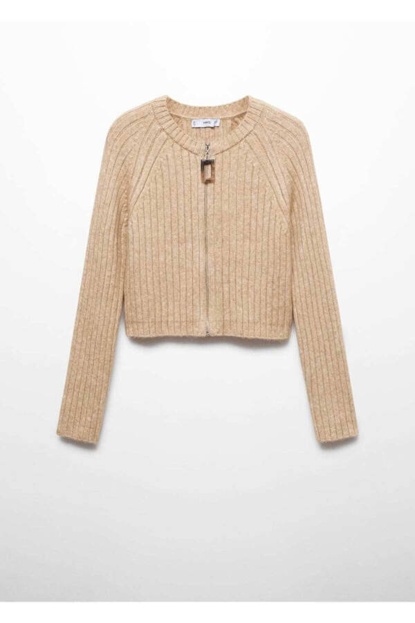 Ребристый свитшот с молнией и капюшоном - 3