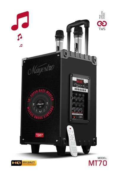 Rechargeable Dual Microphone Karaoke System Portable Amplifier Large MT70 Bluetooth Speaker - Modazone