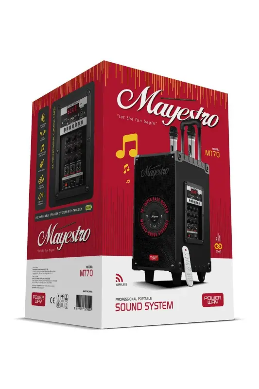 Rechargeable Dual Microphone Karaoke System Portable Amplifier Large MT70 Bluetooth Speaker - 5