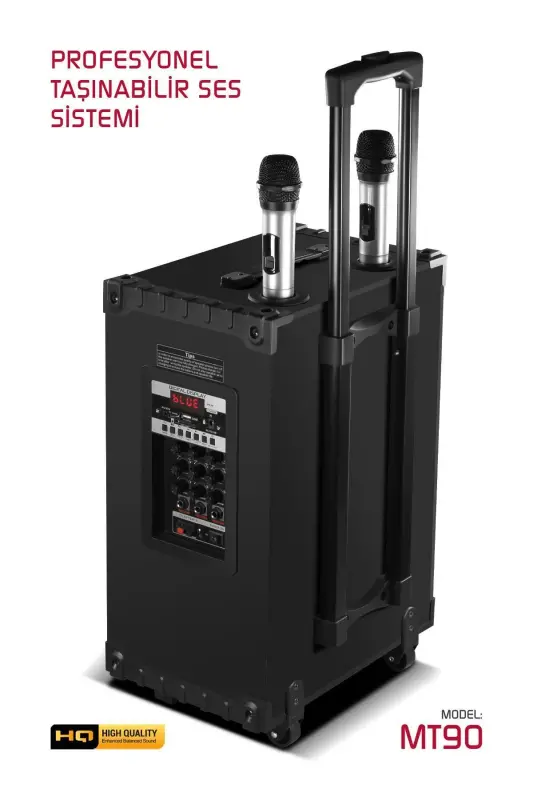 Rechargeable Dual Microphone Karaoke System Portable Amplifier MT90 Bluetooth Speaker - 4