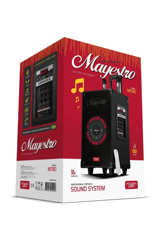 Rechargeable Dual Microphone Karaoke System Portable Amplifier MT90 Bluetooth Speaker - 6