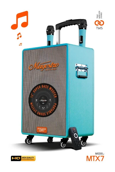 Rechargeable Dual Microphone Karaoke System Portable Amplifier MTX7 Bluetooth Speaker - POWERWAY