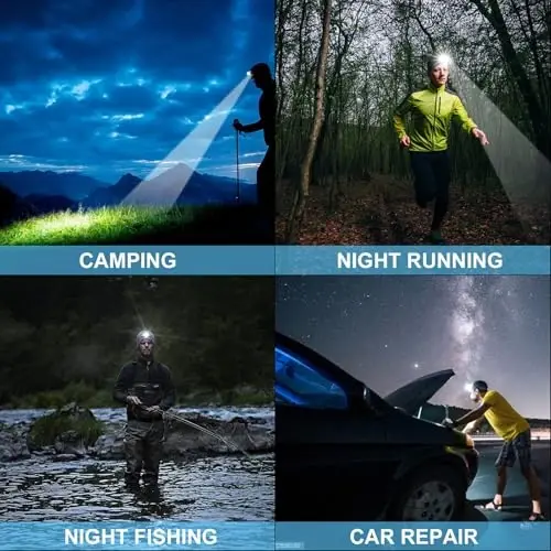 Rechargeable LED Headlamp 1080 Lumen, Super Bright Head Lamp Flashlight with 5 Lighting Modes, IPX6 Waterproof, Zoomable Headlight for Camping, Hiking, Fishing, Biking(2 Pack) (2pcs headlamp2) - 6