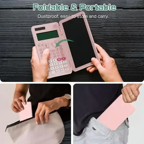 Rechargeable Scientific Calculator for Students, Pink 991ES MAX Foldable Science Calculator with Notepad 417 Function Solar Energy Science Calculators for Middle and High School Supplies (Pink) - 6