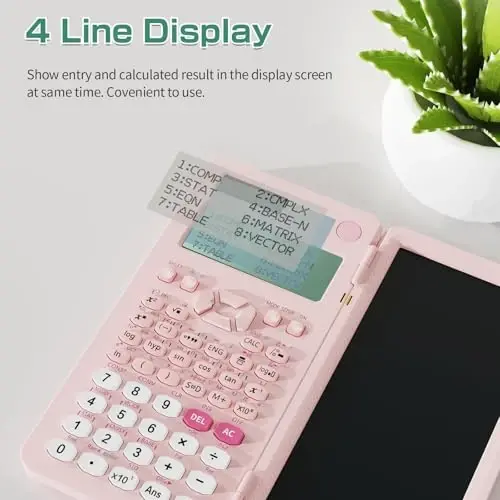 Rechargeable Scientific Calculator for Students, Pink 991ES MAX Foldable Science Calculator with Notepad 417 Function Solar Energy Science Calculators for Middle and High School Supplies (Pink) - 4