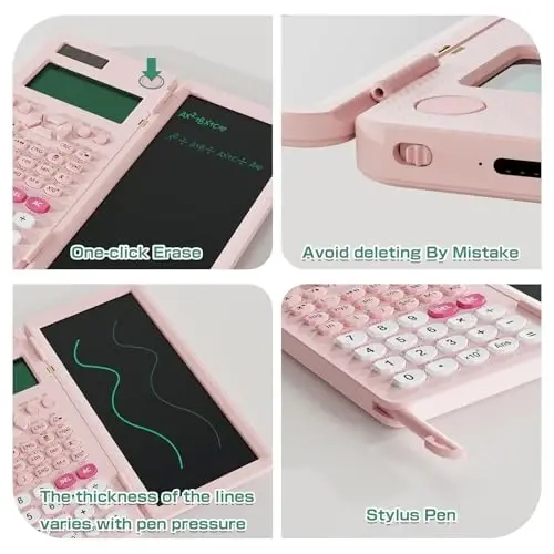 Rechargeable Scientific Calculator for Students, Pink 991ES MAX Foldable Science Calculator with Notepad 417 Function Solar Energy Science Calculators for Middle and High School Supplies (Pink) - 5