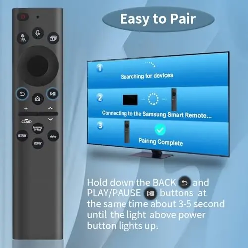 Rechargeable Solar Remote Replacement for Samsung Smart TV, Solarcell, USB-C/Type C Fast Charging, Voice&BT, Compatbile with Samsung Remote Control for Smart TV 2025-2018 - 4