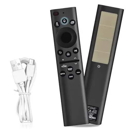 Rechargeable Solar Remote Replacement for Samsung Smart TV, Solarcell, USB-C/Type C Fast Charging, Voice&BT, Compatbile with Samsung Remote Control for Smart TV 2025-2018 - GVIRTUE