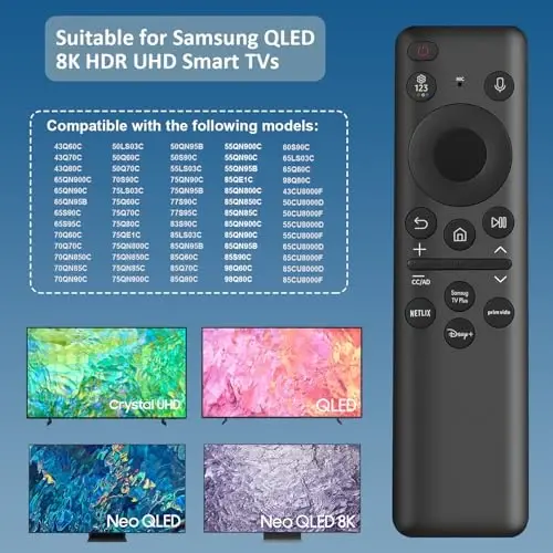 Rechargeable Voice Remote for Samsung Smart TV Remote, BN59-01432A Remote Replacement for Samsung OLED Neo QLED Crystal UHD Frame Solar 4K 8K Smart TVs VG-TM2360E - GVIRTUE (1)