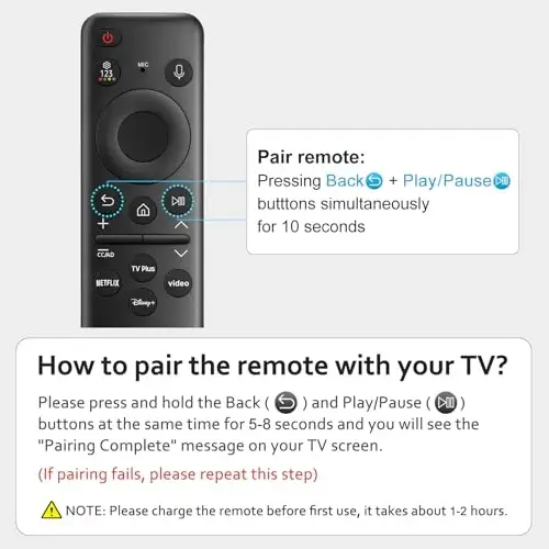 Rechargeable Voice Remote for Samsung-TV-Remote-Control-Replacement Compatible with Samsung Smart Frame Curved QLED TVs - 4