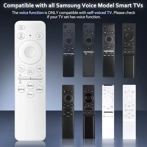 Rechargeable Voice Remote for Samsung-TV-Remote-Control-Replacement Compatible with Samsung Smart Solar Frame QLED Curved Crystal UHD OLED TVs - 2