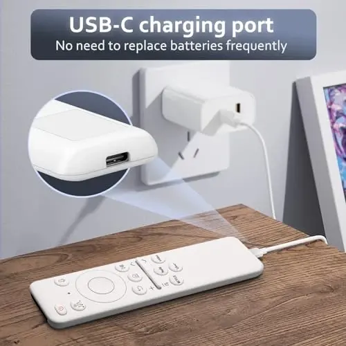 Rechargeable Voice Remote for Samsung-TV-Remote-Control-Replacement Compatible with Samsung Smart Solar Frame QLED Curved Crystal UHD OLED TVs - 3