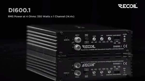Recoil DI600.1 Class-D Car Audio Mono-Block Subwoofer Amplifier, 1200 Watts Max Power, 2/4 Ohm Stable, Mosfet Power Supply, Remote Bass Knob Included - 7