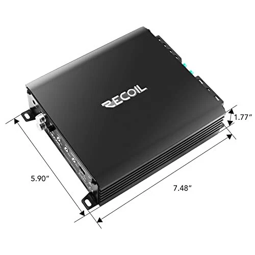 Recoil DI600.1 Class-D Car Audio Mono-Block Subwoofer Amplifier, 1200 Watts Max Power, 2/4 OModazone Stable, Mosfet Power Supply, Remote Bass Knob Included - 6