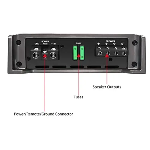 Recoil RED600-1 1320 Watts Class-D Car Audio Mono-Block Subwoofer Amplifier, 1 Ohm Stable, Remote Bass Knob Included - 5