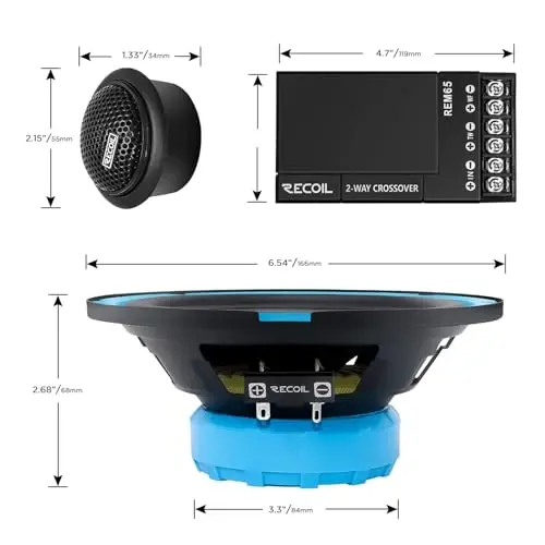 RECOIL REM65 Echo Series 6.5-Inch Car Audio Component Speaker System - 12