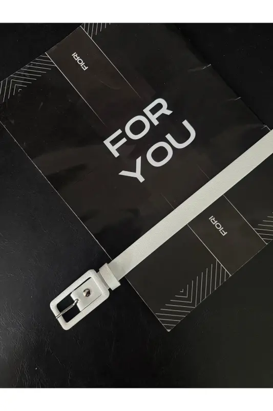 Rectangular Buckle Closure Skinny Women's Pants Belt, Jacket Belt, Shirt Belt-White - 3