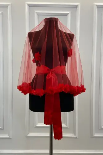 Red 3D Bridal Veil Henna Cover Set 