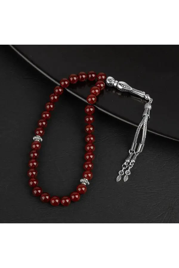 Red Agate Natural Stone Prayer Beads 33 - 8mm - 2