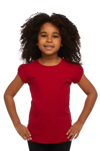 Red Baby Girl Short Sleeve Basic T-Shirt-POPPY RED 