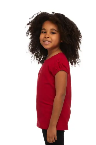 Red Baby Girl Short Sleeve Basic T-Shirt-POPPY RED - 2