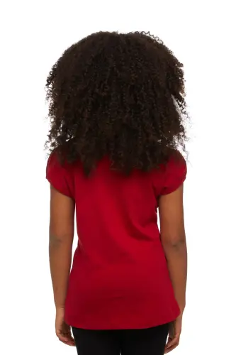 Red Baby Girl Short Sleeve Basic T-Shirt-POPPY RED - 3