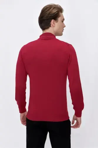 Red Basic Dynamic Fit Comfort Fit Half Turtleneck Knit Sweater - 6