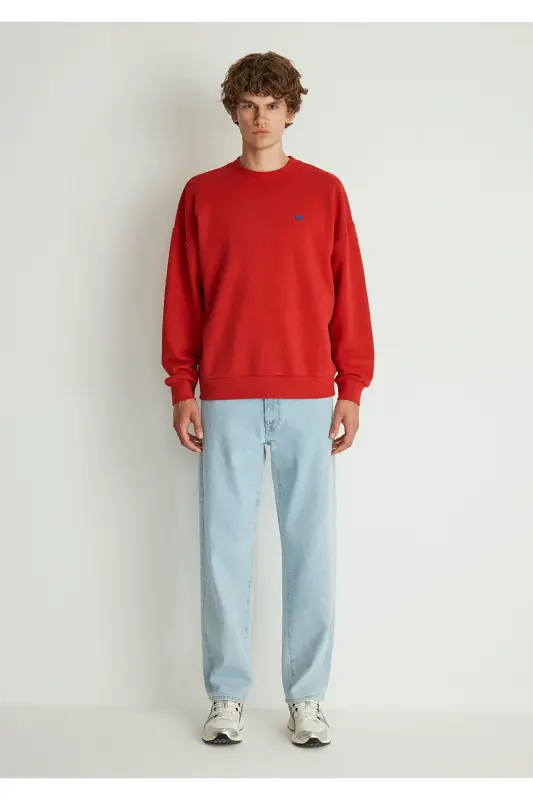 Red Basic Sweatshirt, Crew Neck, 0S10084-86417 - 3