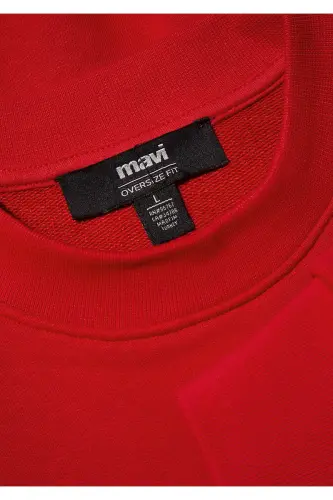 Red Basic Sweatshirt, Crew Neck, 0S10084-86417 - 7