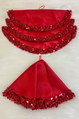 Red Bridal Groom Handkerchief, Shiny Sequin Detailed Wedding Halay Bridesmaid Engagement Henna Circumcision Handkerchief-MENDİLİSİLMODELKIRMIZICE - 6