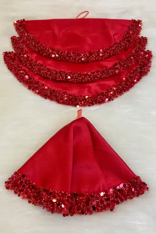 Red Bridal Groom Handkerchief, Shiny Sequin Detailed Wedding Halay Bridesmaid Engagement Henna Circumcision Handkerchief-MENDİLİSİLMODELKIRMIZICE - 6