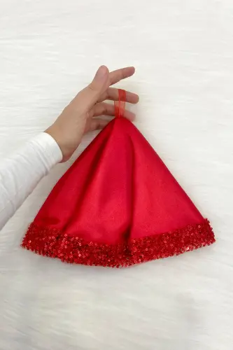 Red Bride Groom Handkerchief Sequined, Halay Handkerchief, Wedding Henna Circumcision Engagement Bride Bachelorette-ORKİDESATENMENDİLKIRMIZI - ZEYMERADE (1)