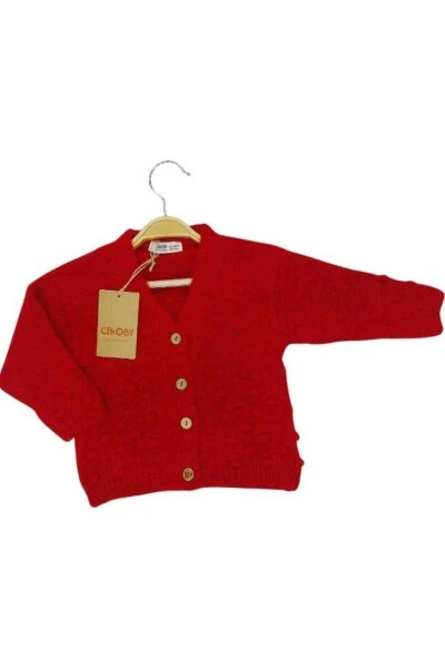 Red Button Cardigan for Baby Girl - ÇIKOBY