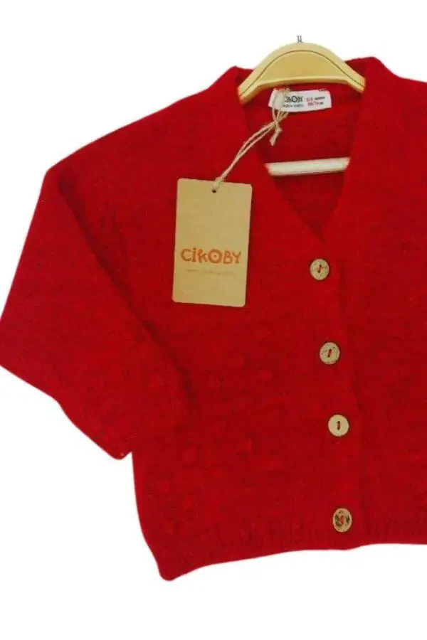 Red Button Cardigan for Baby Girl - 3