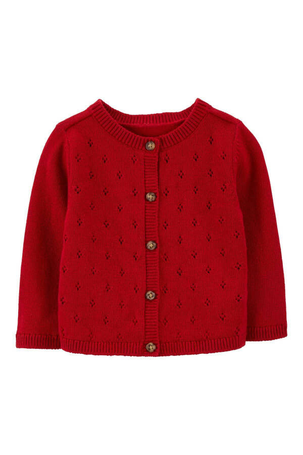 Red Buttoned Cardigan for Baby Girls - 3