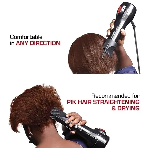 RED by Kiss Handle-Less 2200W Ceramic Tourmaline Hair Dryer, 3 Heat Settings, Pro Blow Dryer with Comb Attachment, Ionic for Frizz-Free Shine, Detangler & Straightening for 4C 