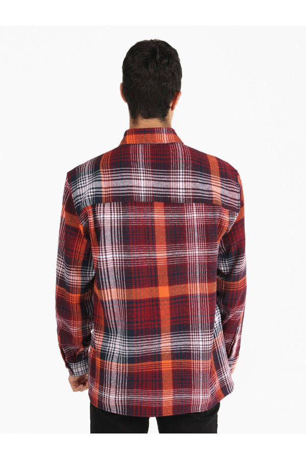 Red checkered, long-sleeved, regular fit men's shirt - 2