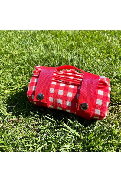 Red Checkered Picnic Blanket and Tablecloth - 1