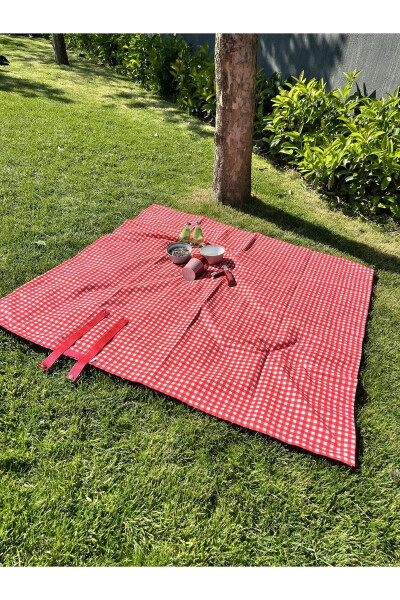 Red Checkered Picnic Blanket and Tablecloth - 7